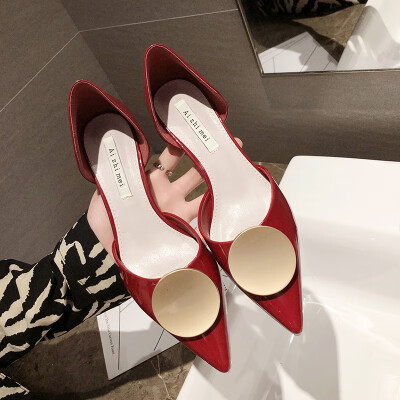 

Tip-toed single-shoe female summer style Korean version of shallow slim-heeled high-heeled shoes female inschao fairy matching ski