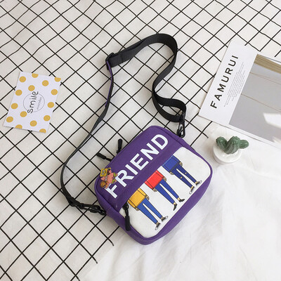 

Ins canvas small bag female 2019 new Japanese Harajuku wild small square bag cartoon girl shoulder Messenger bag