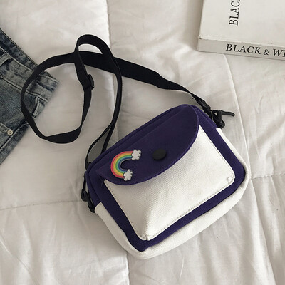 

2019 new chic versatile shoulder bag retro art color canvas bag female fashion casual temperament Messenger bag