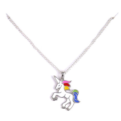 

New gold&silver double color glaze Unicorn Unicorn animal alloy clavicle Pendant Necklace