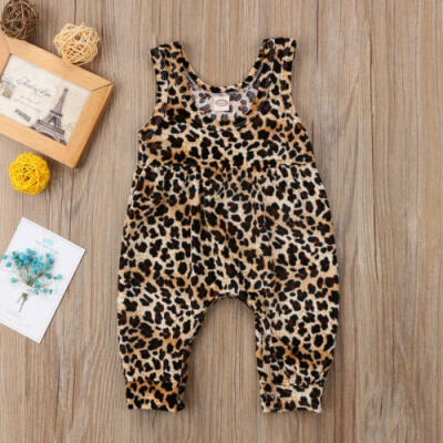 

Baby Girl Romper Leopard Sleeveless Jumpsuit Outfit Cotton Harem Pant Costume