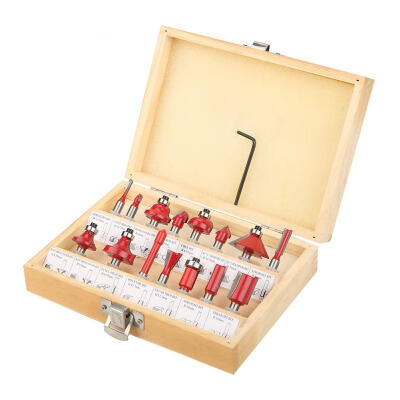 

Greensen 15Pcs Shank Carbon Steel Woodworking Tool Cutter Router Bit Set with Box 14