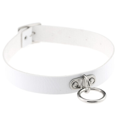 

Vintage Bijoux Women Men Jewelry Cool Punk Goth Rivet Choker Necklace Leather Collares Round Metal Pendant Anime Necklaces
