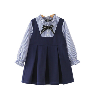 

Little-Seven Baby Korean girl temperament small fresh dress 2019 new female baby striped long-sleeved skirt 6663