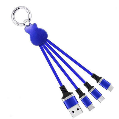 

Innovative Guitar Style 02m Short 3-in-1 USB To Micro USB Lightning Type-C 24A Charging Cable With Keychain Design