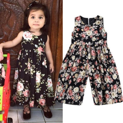 

2018 Hot Sell Baby Girls Flower Sleeveless Romper Jumpsuit Harem Pants Clothes Outfits