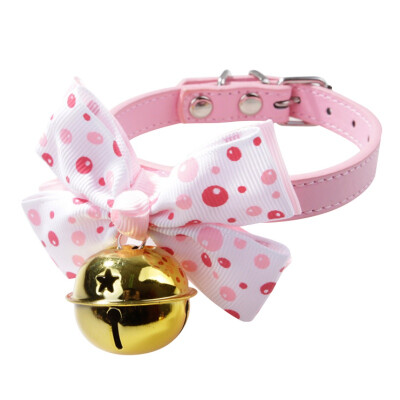 

1pc Lovely Bowknot Pet Dog Cat Collar Adjustable Puppy Cat Tie Collar With Gold Bell Fashion Pet Dog Cat Accessories