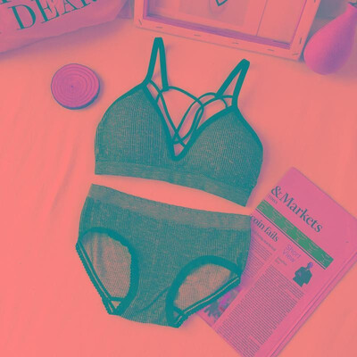 

Sexy Women Girls Bra Underpants Spaghetti Strap Wireless Padded Bralette Briefs Two Piece Set