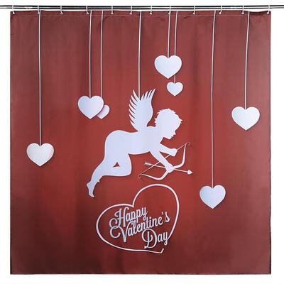 

3D Love Heart Angel Print Polyester Waterproof Bath Shower Curtain Decor