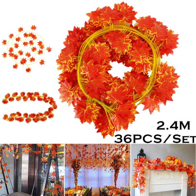 

122436PCSSet 24M Fall Thanksgiving Artificial Maple Leaf Leaves Garland Decoration Autumn Leaves