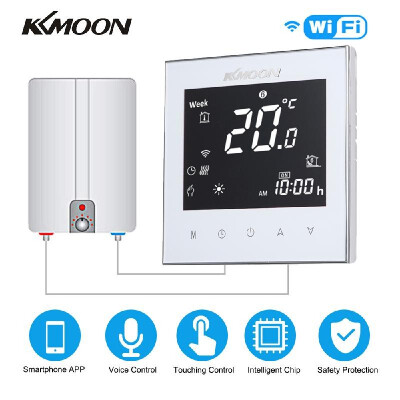 

KKmoon Digital WaterGas Boiler Heating Thermostat with WiFi Connection & Voice Control Energy Saving AC 95-240V 5A Touchscreen LC