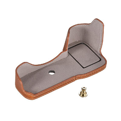 

Half Camera Case Bag Bottom Opening Camera Bag Coffee Protective PU Leather Camera Case for Sony ILCE9 A9 A7III A7RIII