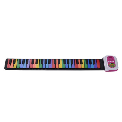 

49-Key Portable Roll-Up Piano Silicon Electronic Keyboard Colorful Keys Built-in Speaker Musical Toy for Children Kids