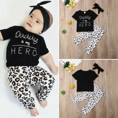 

Newborn Kid Baby Girl Leopard print Clothes Tops T Shirt Pants Tracksuit Outfits
