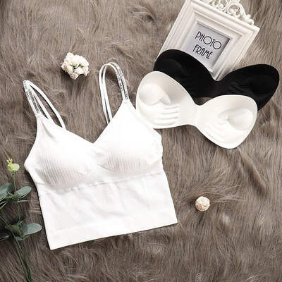 

Summer New Letter Sling Beauty Back Sexy Bottoming Seamless Vest Removable Padded Camisole