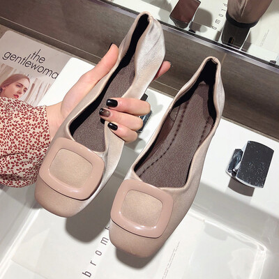 

Bean Shoes Lady Shoes Summer Fairy Shoes Gentle Flat Bottom Antique Square Head Shallow Mouth Single Shoes