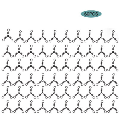 

60PCS 24681012 Fishing Swivels 3Way Barrel Swivel Cross-line Rolling Swivel Fishing Tackle Fishing Accessories