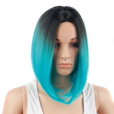 

Amazing Star Tow Tone Full Cap Wig Synthetic Ombre Hair Wigs for Black Women 14 " Long Bob Straight Hair