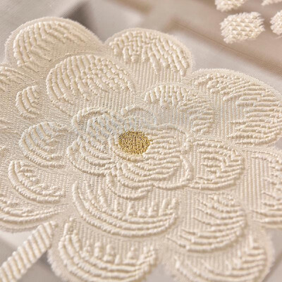 

Lattice Gold Flower Sheer Curtain Window Screening Window Rod Pocket Curtain Panel for Living Room Bedroom Dining Room 39"X51" 1 P