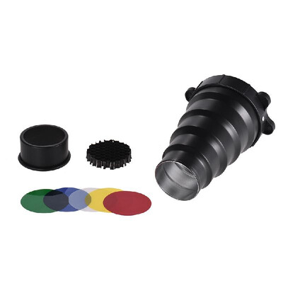 

Metal On-camera Flash Conical Snoot with Honeycomb Grid 5pcs Color Filter Kit Magnet Adsorption for Neewer Canon Nikon Yongnuo God