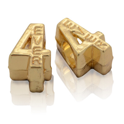 

Nickel Free & Lead Free Unfading Golden Alloy European Beads Large Hole Beads Number 4 Word Ever 12x8x7mm Hole 5mm