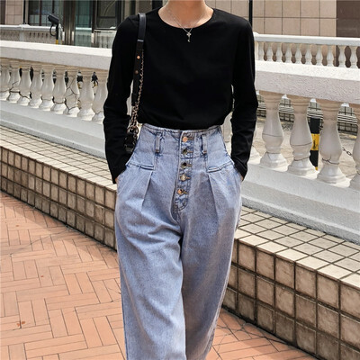 

Joker high waist was thin washed jeans straight trousers womens tide 2018 autumn new