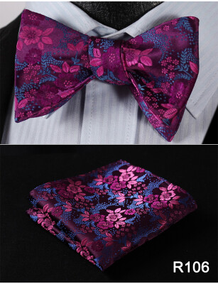 

Wholesale custom hand flat type bow tie pocket towel set new hand tie bow tie mens accessories