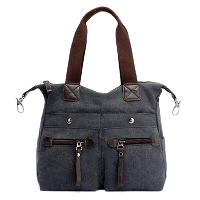 

Fashion Women Canvas Handbag Casual Shoulder Bag Pockets Large Capacity Vintage Crossbody Tote Travel Bag