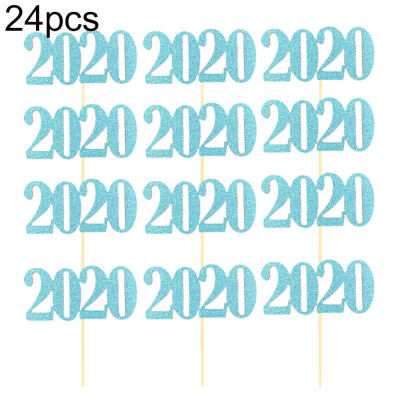 

24Pcs 2020 Number Birthday Cake Topper Dessert Flag Decor Party Baking Supplies