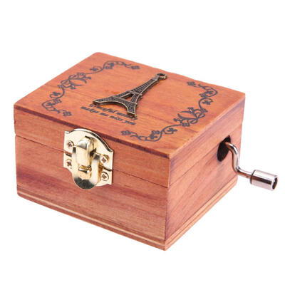 

City of Sky Vintage Carved Exquisite Retro Wooden Hand Crank Music Box