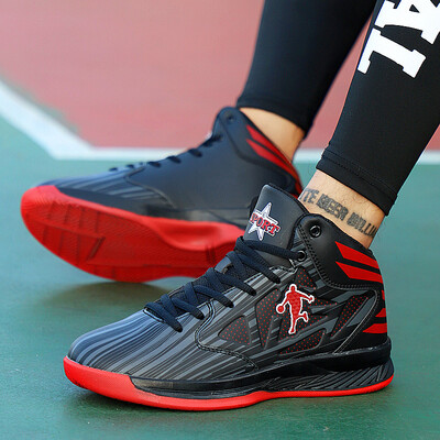 

Mens non-slip high-top basketball shoes mens shock-absorbing boots sneakers