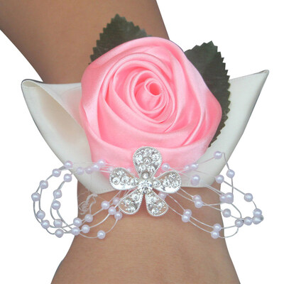 

Handmade Rhinestone Inlay Wrist Flower Bride Bridesmaid Corsage Wedding Supplies