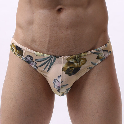 

Sexy Mens Floral Thong Underwear Low Rise G-String Briefs T-Back Underpants