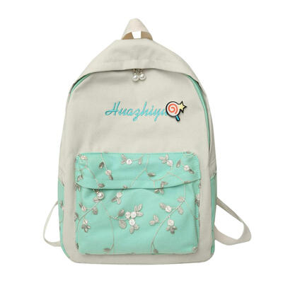 

Floral Letter Lollipop Decor Travel Backpacks Canvas Women Large Knapsack