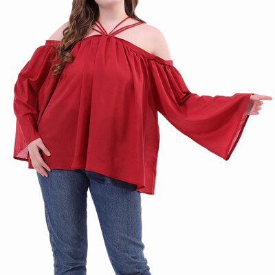 

Starmoon Womens Fashion Sexy O-Nack Plus Size Long Solid Color Cutout Long Sleeve
