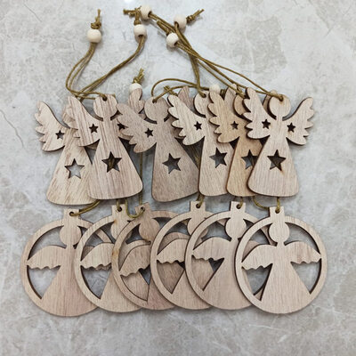 

Wooden Christmas Tree Hanging Ornament Xmas Blank Pendant Acces Decor Diy