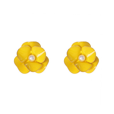 

New Korean Fashion Charm yellow white Flower Earrings For Girls Women Elegant Party Statement Brincos Bijoux Gift