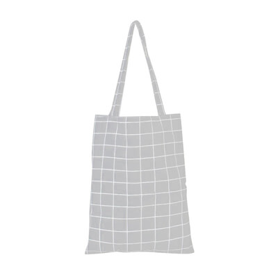 

Women Handmade Cotton Linen Casual Plaid Print School Student Tote Shoulder Bag