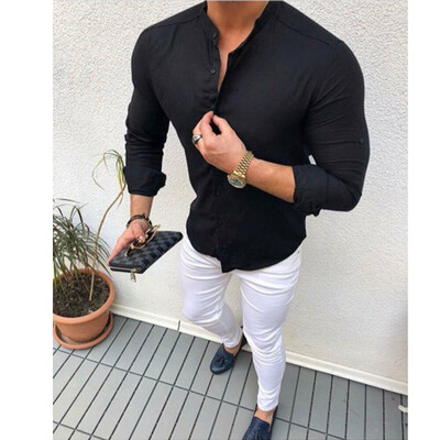 

Luxury Men Slim Fit Dress Shirt Long Sleeve Stylish Formal Casual T-shirt Top