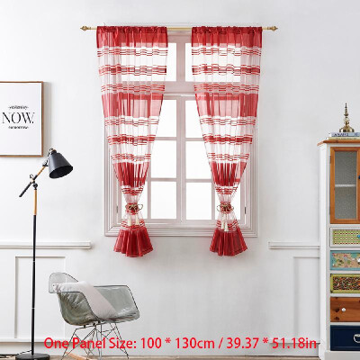 

Horizontal Stripe Sheer Curtain Window Screening Window Rod Pocket Curtain Panel for Living Room Bedroom Dining Room 39"X51" 1 Pan