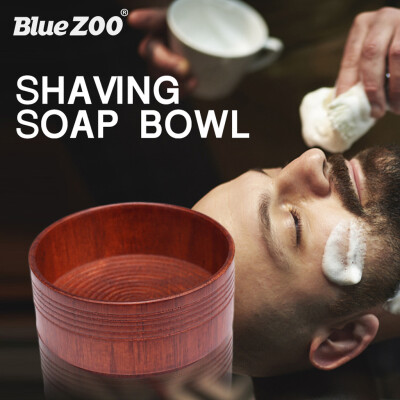 

〖Follure〗Blue ZOO Wood Mens Brush Shaving Brush Shave Bowl Barber Beard Soap Cream Cup