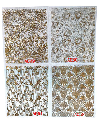 

〖Follure〗8 Gold Lace Flower Transfer Film Nail Design Sexy Sticker Decals