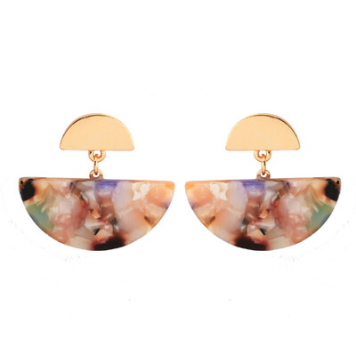 

1Pair Crystal Resin Stone Earings For Women Jewelry Handmade Semicircle Drusy Drop Dangle Earing Eardrop Long Earrings Dropship