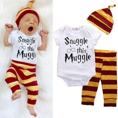 

Newborn Baby Boys Girls Muggle Rompers Tops T-shirt Pants Outfit Clothes 0-18M
