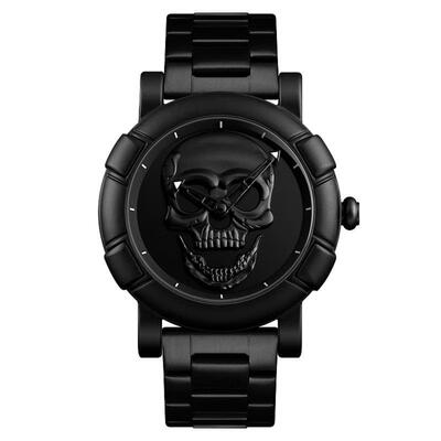 

SKMEI 9178 Mens Watch Skull Quartz Watch Stainless Steel Male Water Resistant Wristwatch