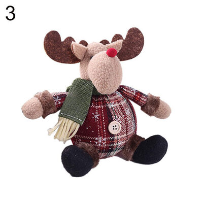 

Christmas Tree Santa Claus Snowman Elk Plaid Pendant Hanging Doll Home Decor