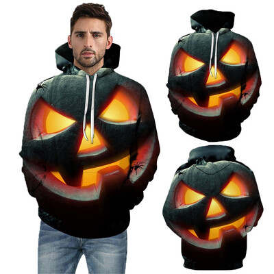 

Toponeto Mens Halloween Pumpkin 3D Print Creative Casual Long Sleeve Shirt Top