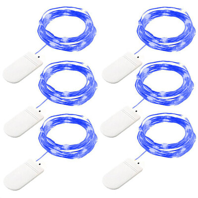 

Gobestart 6Pcs 10LED Fairy Lights Battery Starry String Wire Decor Christmas Blue