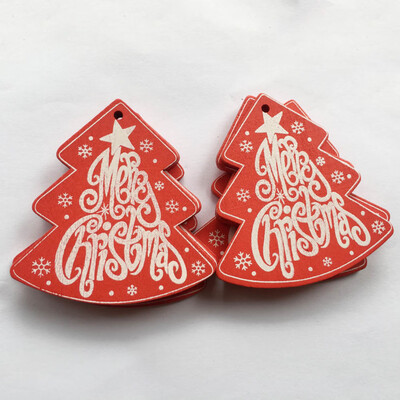 

10Pcs\Set Home Accessories Small Pendant Christmas Wood Chip Tree Ornaments Xmas Hanging Pendant Decoration Gifts