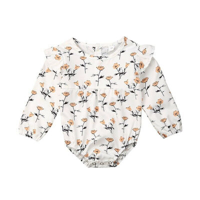 

Newborn Baby Girl Long Sleeve Ruffle Romper Jumpsuit Flower Outfit Clothes